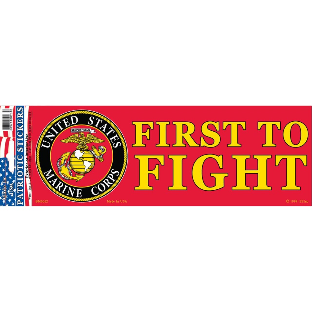 BM0062 Red U.S. Marine Corps FIRST TO FIGHT Sticker (3.5x10'')